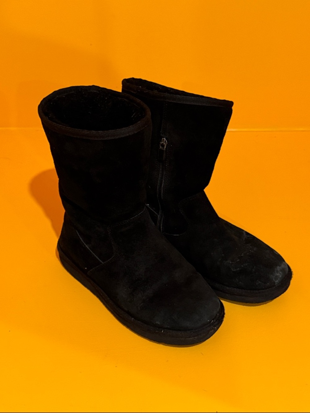 UGG Black Suede Short Winter Boots